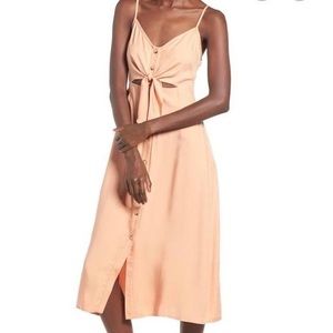 Coral Tie Front Dress Midi NWT